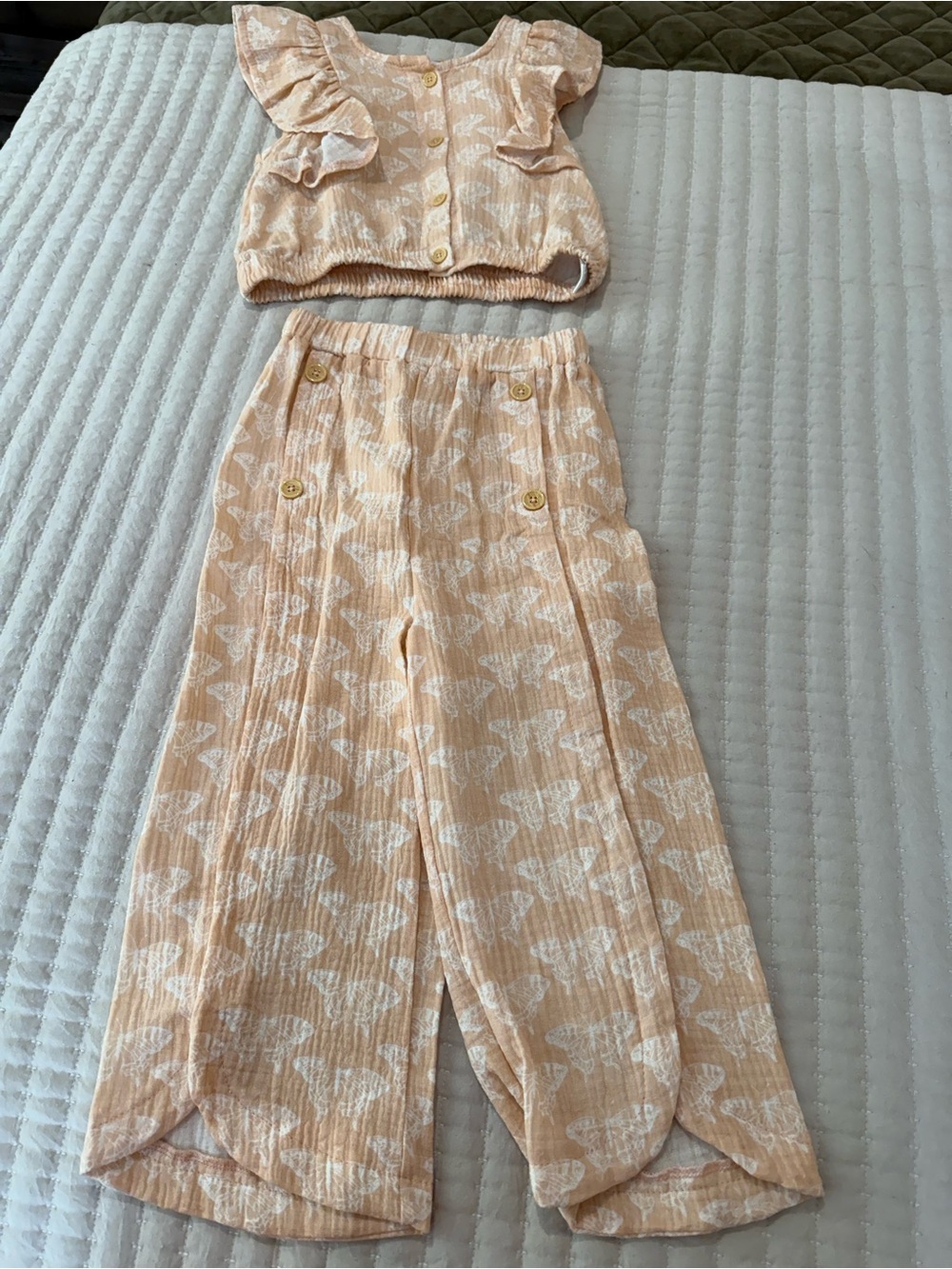 Kids Peach Floral Two-Piece Pajama Set
